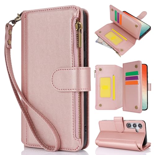 Tapa de la caja de la caja del teléfono Compatible con funda tipo cartera Compatible with Samsung Galaxy S24 Plus, funda tipo libro con tapa magnética de piel sintética con correa Compatible with la m