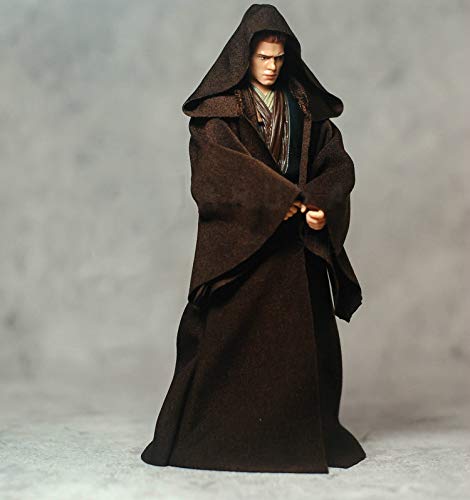 1:12 Scale Fabric Cape Robe With Hat For 6" Bandai Shf Figma Body Action Figure Clothes (No Figure) (Brown Anakin) #TOP1
