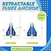 SandShark Premium Fluke Anchor-Retractable Shaft Easy Storage-Aluminum Pontoon Boat Anchor, Jet Ski Anchor. Boats<30 ft. Sand Anchor for Boat, Boat Anchor Kit, Lightweight. (Boat Anchor-Line-Chain)