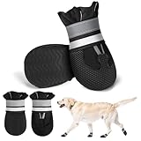 Adiwo Hundeschuhe Pfotenschutz, Wasserdicht Hundeschuhe, Pfotenschutz Hund Verletzung mit Rutschfester Sohle und Reflektierendem Klettverschlus, Hundesocken Anti Rutsch, Hundeschuhe zur Erholung, L