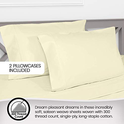 Whisper Organics, 100% Organic Cotton Sheets - 300 Thread Count Bed Sheets Set - Premium Quality Sheets - Deep Pocket Sheet Set - Gots Certified, Natural (Queen Size) #TOP3