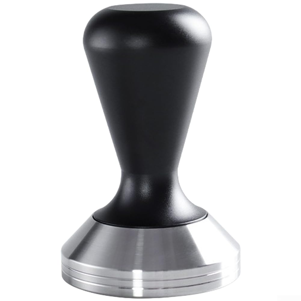 Prensador de espresso de uso diario con una robusta base de acero inoxidable y mango de aleación texturizado para compactación controlada del suelo (51 mm, negro)