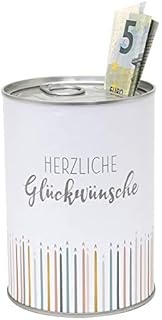 Dekohelden24 155546 metalowa skarbonka  wzór puszki na konserwy  motyw: ShoppingQueen-Ø 8,6 cm x wys. 12 cm