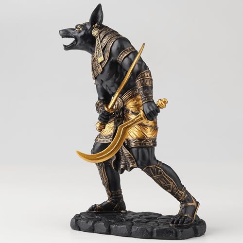 Estatua de Anubis Egipcio 8.88 pulg Negro Dorado miniatura 3