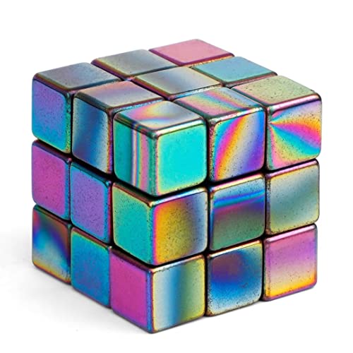 27 PCS Rainbow Magnetic Cube Rock Stone Fidget Toys for Adults, Magnet for Whiteboard Office Map Kitchen, Replacement Magnet with Fiber Case for Ferrite Putty