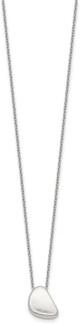 JewelryWeb 925 Sterling Silver Polished Pebble With 2 Inch Extension Necklace 16 Inch 14.4mm Wide Pendant Necklace for Women - Image 3