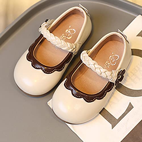 Children Shoes Flat Kids Beautiful Children Leather Girls Princess Dress Shoes Metallic Running Shoes (White, 6-12 Months)3