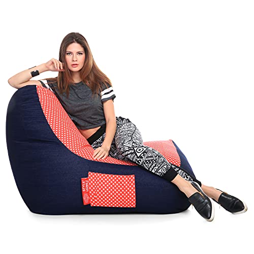 Image of Style Homez Urban Design Denim Canvas Star Printed Chair Bean Bag XXL Size Filled with Beans Fillers