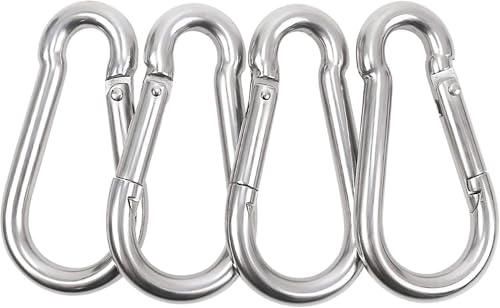 STRIVE FIT (Pack of 4) S Lock for LAT Pull Down Attachment Cable Machine Accessories for Gym with Multi Option: V-Handle, Tricep Rope, D-Handle, V-Shaped Bar, Snap Iron Hook Carabiner (Silver)