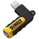 DEWALT 3.5mm to Lightning Adapter, 90-Degree L Connector Female to 3.5mm Male Headphone Jack Adapter for iPhone, Compatible Apple Lightning to 3.5 mm Headphone Jack Attachment, Adapts Legacy Devices