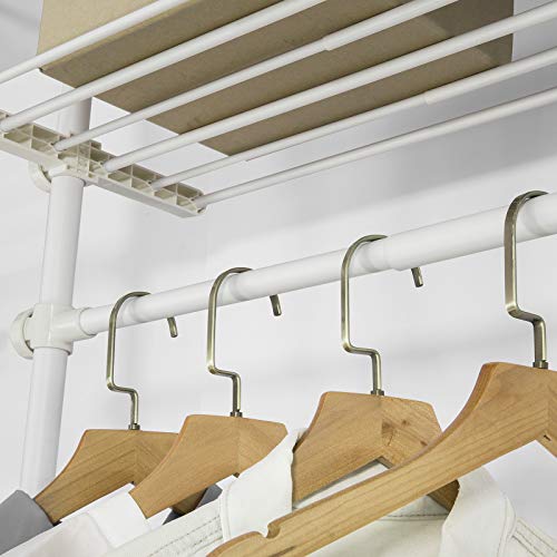 SoBuy KLS07-W Kledingrek Telescopisch Opbergsysteem met 1 Bar 3 Planken en 1 Vorkkleding - Staal Plastic – Wit - Image 6