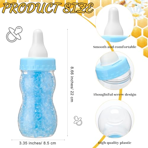 Image of Roowest 512 Pcs Baby Shower Games Guess How Many Pacifiers Sign 100 Small Guessing Games 10 HB Pencils 750ml Milk Bottle 400 Acrylic Pacifiers Decoration for Guest Gender Reveal(Blue,Bee)