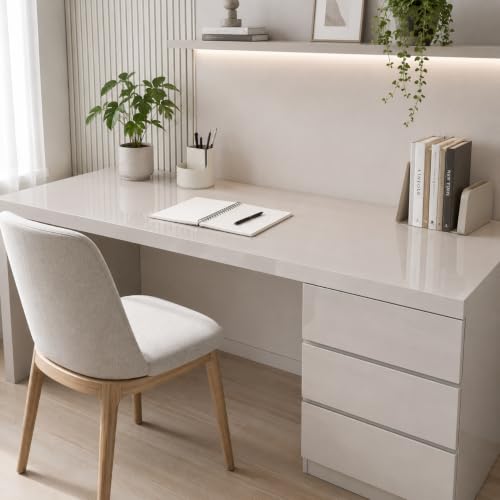 Image of Vinyl Contact Paper Decorative for Cabinets Countertops Kitchen Shelves Liner Self Adhesive Film Peel and Stick Waterproof Removable Wallpaper (Inches 24 x 300, Glossy Light Grey)