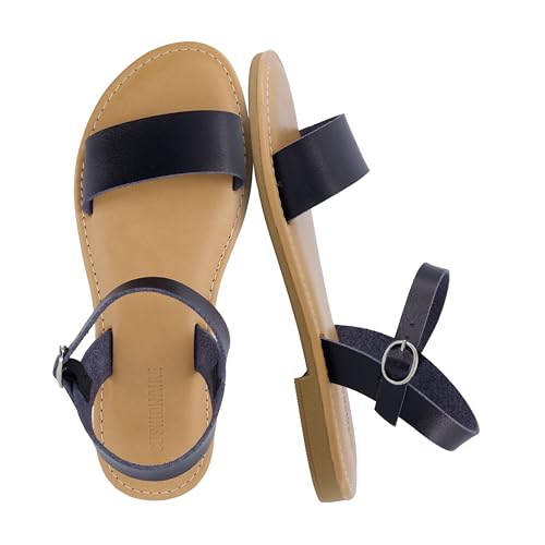 Image of CUSHIONAIRE Clara Casual Flat Girls Sandals, Adjustable Buckle Ankle Strap with Lightweight Cushioned Comfort Kids Sandals