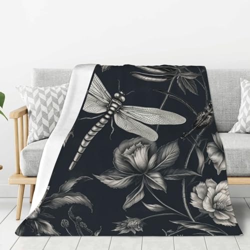 Plaid en flanelle anti-frissons couverture douce lit sofa libellule - 2