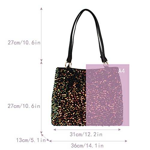 Bolso tote de hombro con lentejuelas brillante para mujer miniatura 6