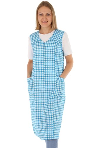 Schuerzenfabrik Reißverschlusskittel RV Kittel Hauskleid Schürze, Farbe:türkis, Größe:52