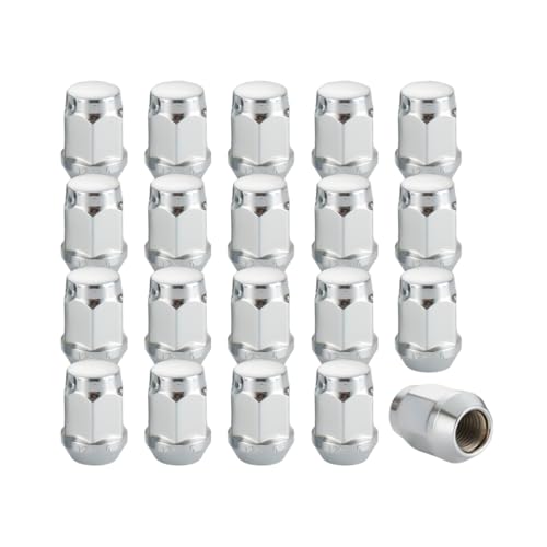 HZEL M12x1.5 Car Bulge Acorn Lug Nuts 20PCS Carbon Steel Closed End Automotive Lug Nut Vehicle Wheel Nut Replacement Accessories Compatible with Lacrosse Equinox Impala (Silver)