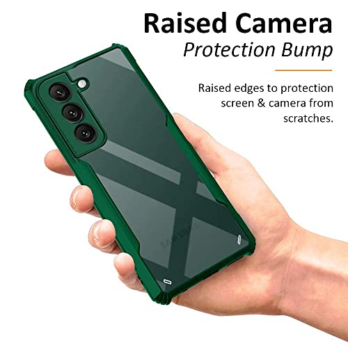 Image of WOW IMAGINE Shock Proof Clear Protective Back Case for Samsung Galaxy S22 Plus 5G - AirEDGE Technology | 360 Degree Camera Protection | Transparent Hybrid Back Case Mobile Cover - Green