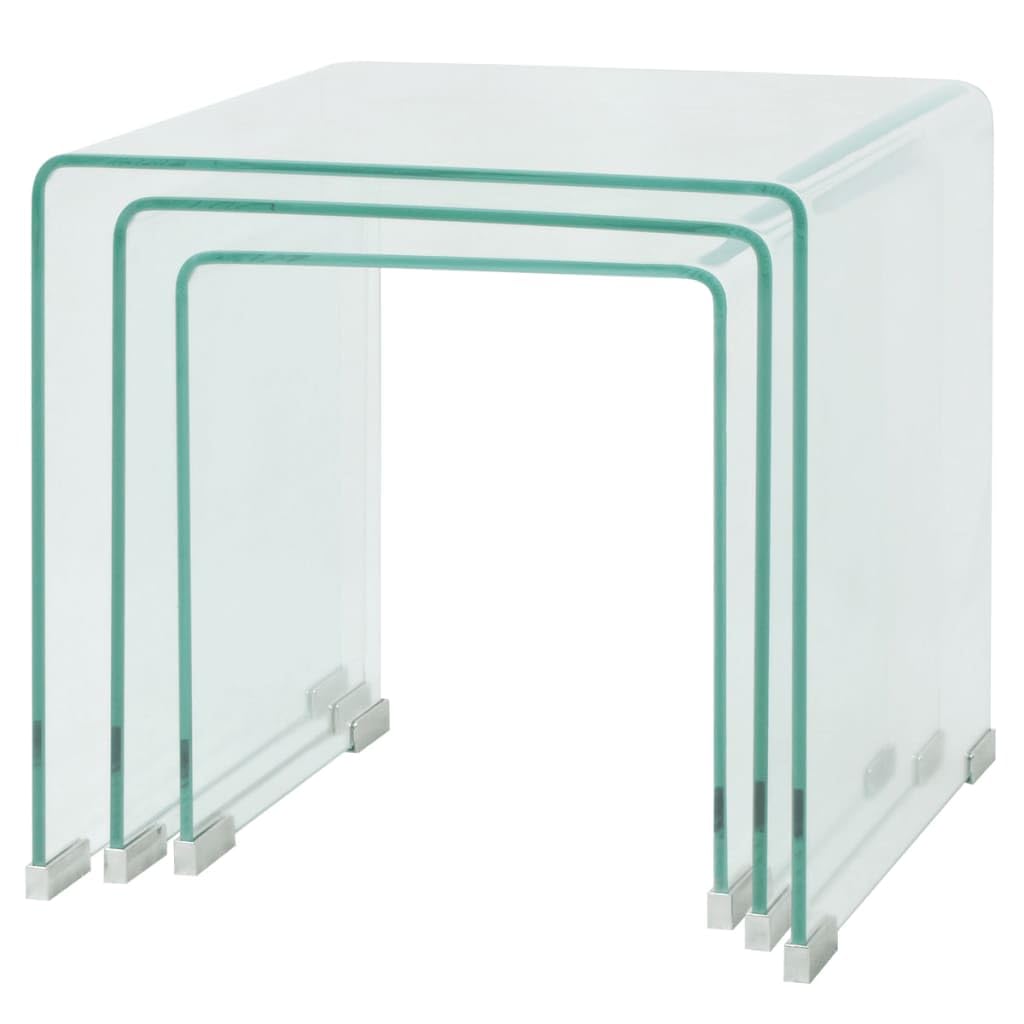 Générique Ensemble de Tables gigognes 3 Pièces Verre trempé Transparent, Meubles, Tables, Tables Basses et Tables d'appoint, Tables Basses, Transparent, (Poids 26.7KG)