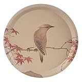Sus medidas son: Ø 34 cm. Bandeja redonda de pájaro de bambú natural bronce de Ø 34 cm - LOLAhome