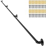 ABQ Handrails for Stairs, 3.65M Banister Hand Rails for Outdoor Steps, Industrial Metal Black Bannister Wall Mounted Railings with Fittings for Indoor Staircase