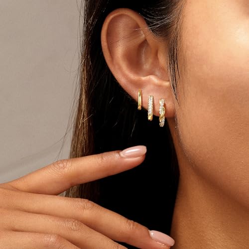 Dainty Gold Hoop Earrings for Women Trendy 14K Gold Plated Dangle Stud Earrings Waterproof Hypoallergenic Stacks Huggie Hoop Earring Jewelry Gifts4