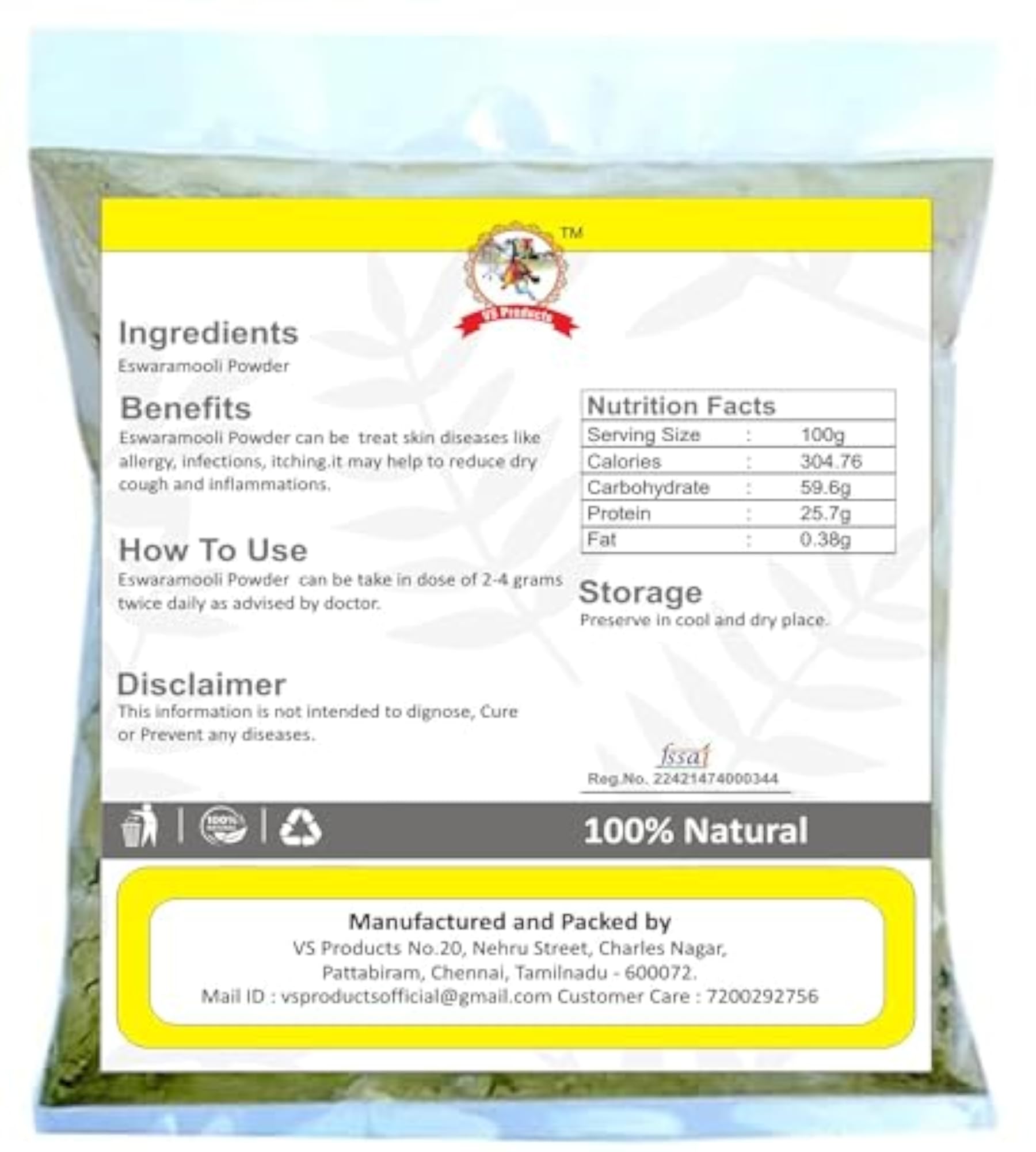 Eswaramooli Powder, Pure & Natural