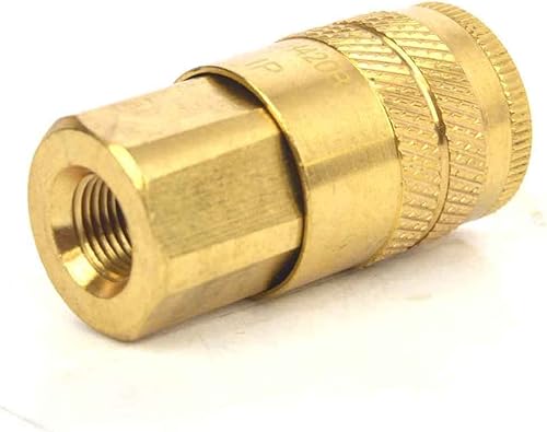 Miniatura 2 de MaxLLTo Acoplador de latón industrial de repuesto de 1/4 pulgadas x NPT hembra de 1/8 pulgadas para neumática interestatal CH420B