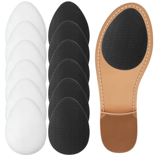 Image of Kifmurase 12Pcs Black Non-Slip Shoe Pads, Thickened Non-Skid Rubber Protector on Bottom of Shoes for Heel, Noise Reduction Shoe Cushion Self-Adhesive Anti-Slip Sole Sticker for Women Men (Black+Clear)