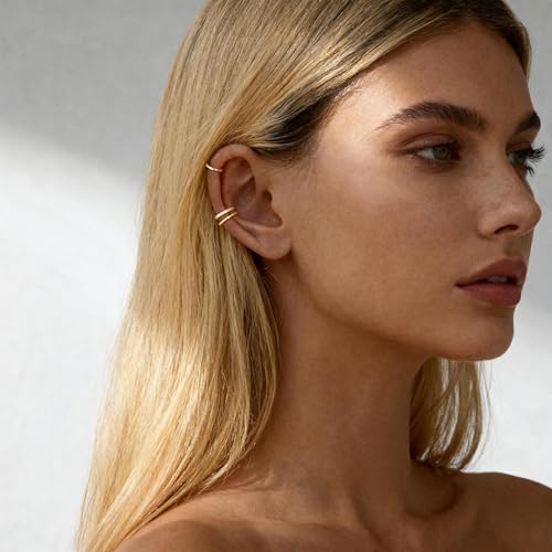 Image of Ear Cuffs Non Piercing 14K Gold Plated Ear Cuff Earrings for Women Trendy Clip on Cartilage Earring Stacks Non Pierced Adjustable Fake Earrings Set Jewelry Christmas Gift 2026 Stocking Stuffers