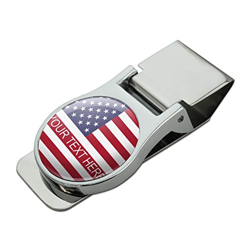 American USA Flag Personalized Custom Satin Chrome Plated Metal Money Clip
