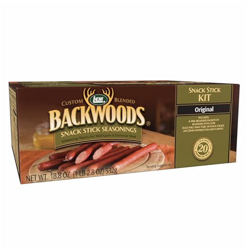 LEM Products Backwoods Original Snack Stick Seasoning Sausage Kit, Ideal for Wild Game, Seasons Up to 20 Pounds of Meat, 1 Pound, 2.7 Ounce Package with Pre-Measured Cure Packet Included