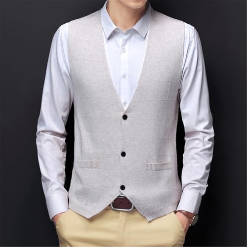 Men's Thick Wool Cardigan Vest Autumn Business Casual V-Neck Suit Knitted Sleeveless Sweater2