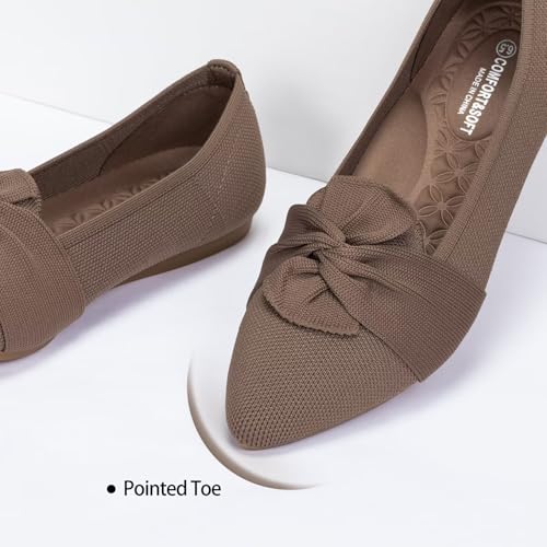 Image of Frank Mully Women's Casual Loafer Flats Slip On Loafer Shoes Comfortable Knit Flat Shoes Classics Pointy Toe Loafer Flats,for Work,Travel