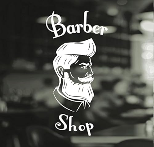 Insegna adesiva in vinile per salone di barbiere da uomo o per vetrina di salone di acconciatura maschile, con la scritta in inglese 'Barber Shop'
