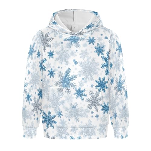 Kids Hoodies Sweaters Christmas Xmas Snowflake Hooded Sweatshirts with Big Pockets for Boys Girls B0400402