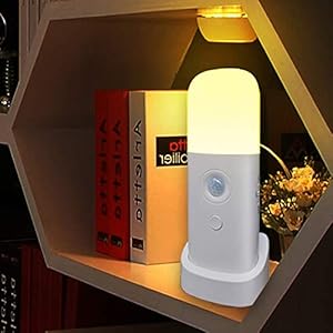 Motion Sensor Night Light, Dimmable Night Lights with 5 Brightness Levels, 2000mAh Rechargeable Battery Operated Light, Portable Motion Sensor Light for Kids Room, Bedroom, Hallway.