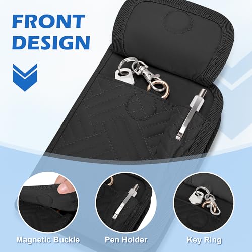 Yarwo Passport Holder for Travel Women and Men, Business Card Holder with Key Ring and Pen Slot, Passport Wallet Cover Case for Cards, ID, Cash, Tickets, Notebooks, Travel Essentials, Black2