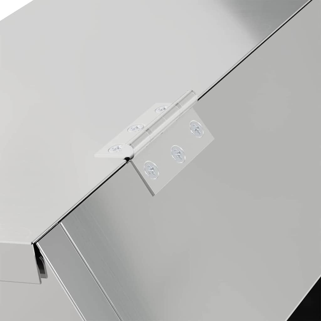 Futterautomat für Kaninchen aus verzinktem Stahl – Futterspender und Heuraufe für Kleintiere, robuste Futterstation für drinnen und draußen, 64,5 x 25,5 x 45,5 cm, Silber