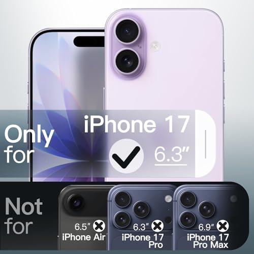 Image of JETech Matte Case for iPhone 17 6.3-Inch, Shockproof Military Grade Drop Protection, Frosted Translucent Back Minimalist Phone Cover, Anti-Fingerprint (Lavender)