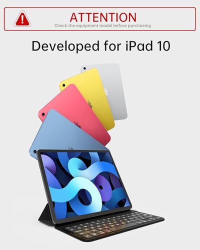iPad Keyboard, Latest Technology – Contact-Based Connection, Ultra Thin Design, Magnetic Folding Storage, Scissor-Switch Keys, PU Leather, Ultra-Thin Tri-fold for iPad 10th Gen - Image 5