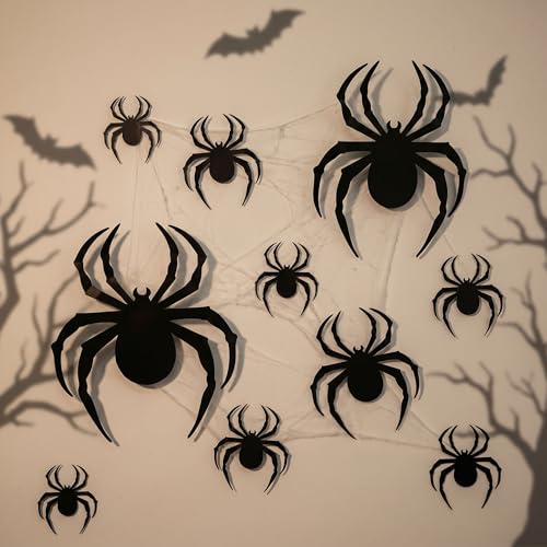 60PCS 3D Paper Spider Halloween Stickers for Wall Decor, Spooky Party