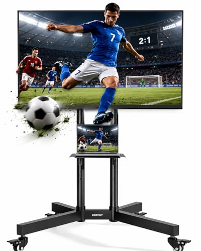 ECOTINY Support TV sur roulettes pour téléviseur de 32 à 85