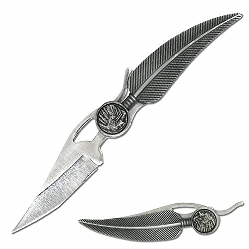 SairusPlay 5â€ Uniquely Shaped Indian Feather Pocket Knife Best For Gifts