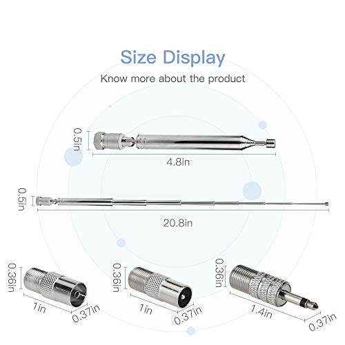 image for StickyDeal FM Telescopic Radio Antenna 75 Ohm Replacement Antenna F Ty