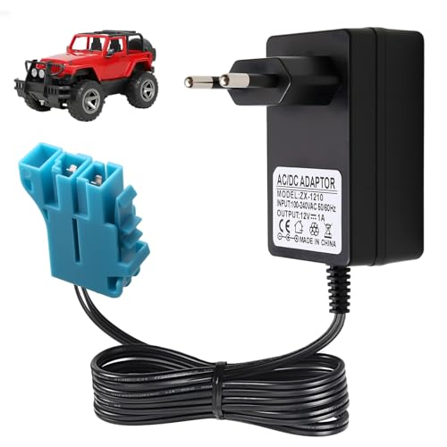 Cargador de batería 12 V 1 A compatible con Peg Perego Vehículos Eléctricos Niño para Fuerza Tractor John Deere Gator XUV Polaris Outlaw Citrus RZR 900 Moto ATV Juguete de conducción LED indicador, 2