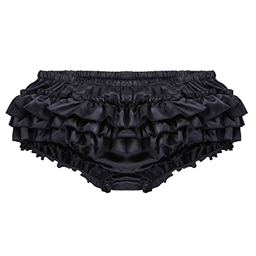 YiZYiF Men's Underwear Sissy Bloomers Frilly Satin Ruffled Crossdress Skirted Panties Thong - Main Image