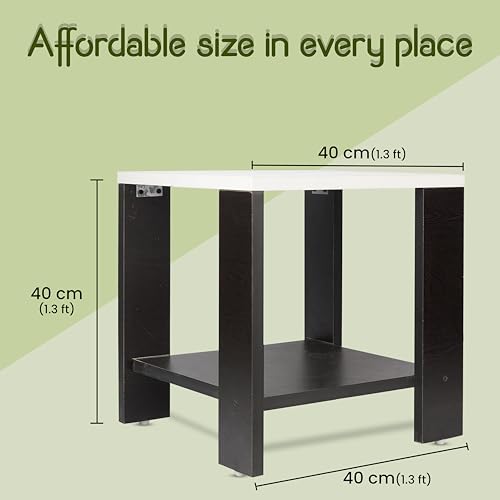 Image of SBF Furniture Small Wooden Side Table with Storage Shelf - 40x40 cm End Table Nightstand - Bedside Table for Bedroom, Living Room, Office - Modern, Durable, Easy-to-Clean Furniture