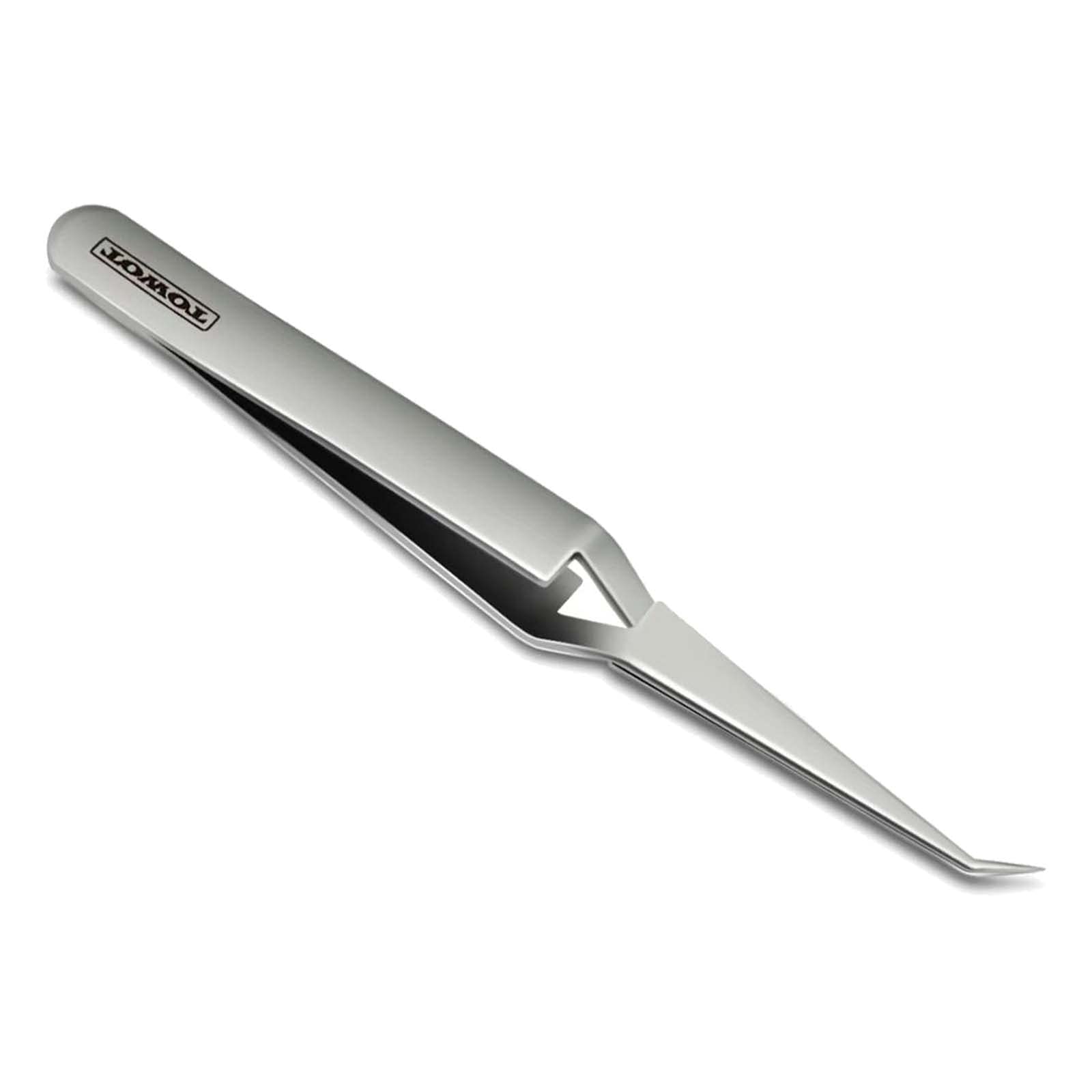 TOWOTPrecision Tweezers Reverse Tweezers For Electronic Soldering Precision Reverse Ceramic Tweezers Non-Conductive Heat Resistant (Curved Tips Tweezer)
